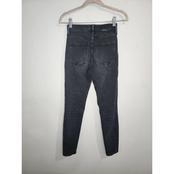 Everlane High Rise Button Fly Black Denim Authentic Stretch 26 Ankle Skinny Jean - Picture 10 of 11